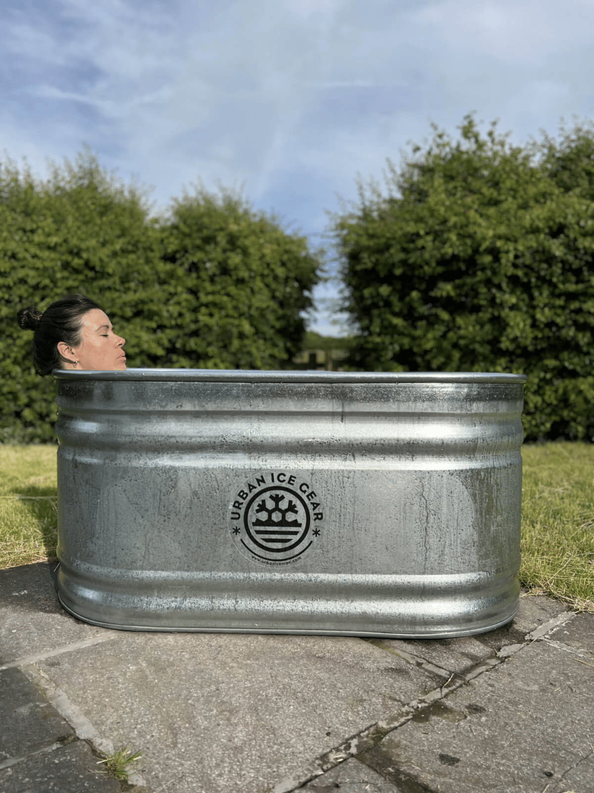 Photo of person taking a cold bath