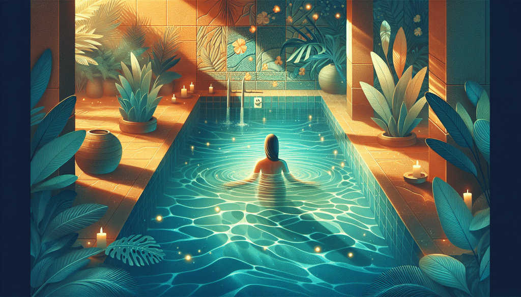 Illustration of a person receiving hydrotherapy in a spa