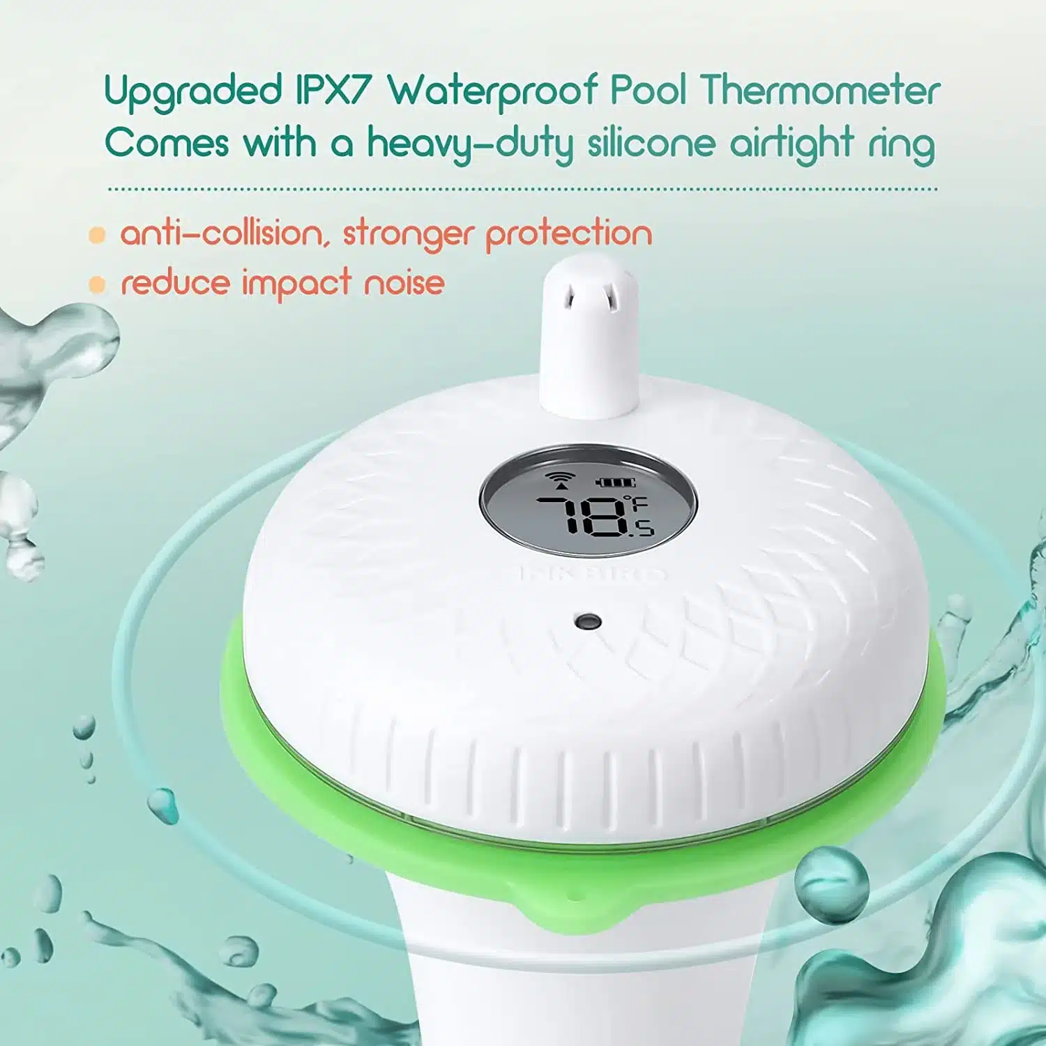 Wireless Floating Pool Thermometer - Easy-Read LCD Screen- Ideal For Swimming Pools Hot Tubs And Ponds