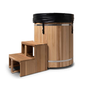 Upright Wooden Plunge Tub with Insulated Cover | Ice Bath