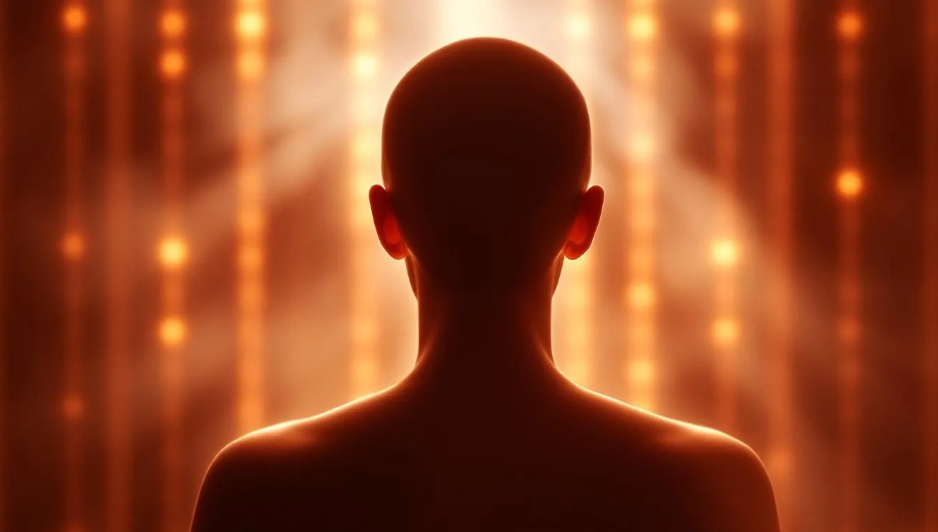 A silhouette of a person in a sauna, illustrating the concept of immune system strengthening through heat therapy, emphasizing the health benefits of sauna bathing and improved blood flow. The warm environment of the sauna promotes relaxation and may help reduce stress levels while enhancing overall cardiovascular health.